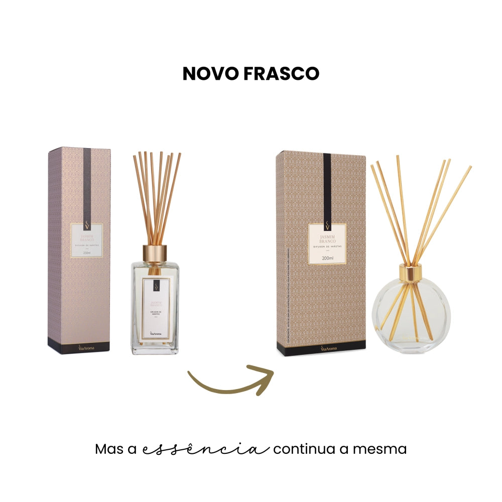 Difusor de Varetas Jasmim Branco Via Aroma - 200ml