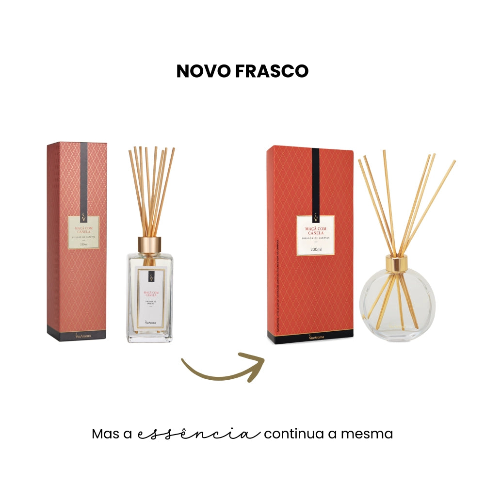 Difusor de Varetas Maçã com Canela Via Aroma - 200ml