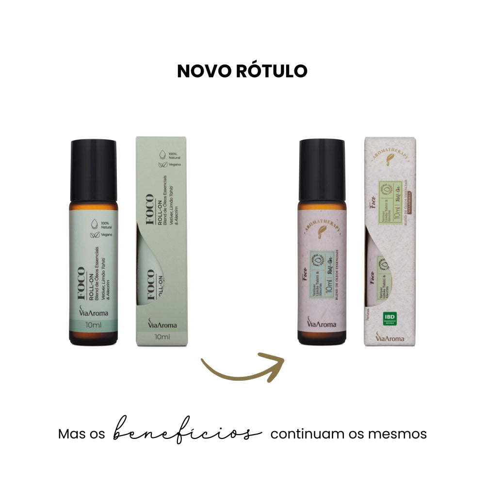Roll-On Blend Óleos Essenciais Foco Via Aroma - 10ml