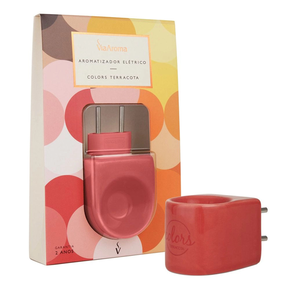 Difusor Aromatizador Elétrico Bivolt Colors Terracota Via Aroma - Vermelho