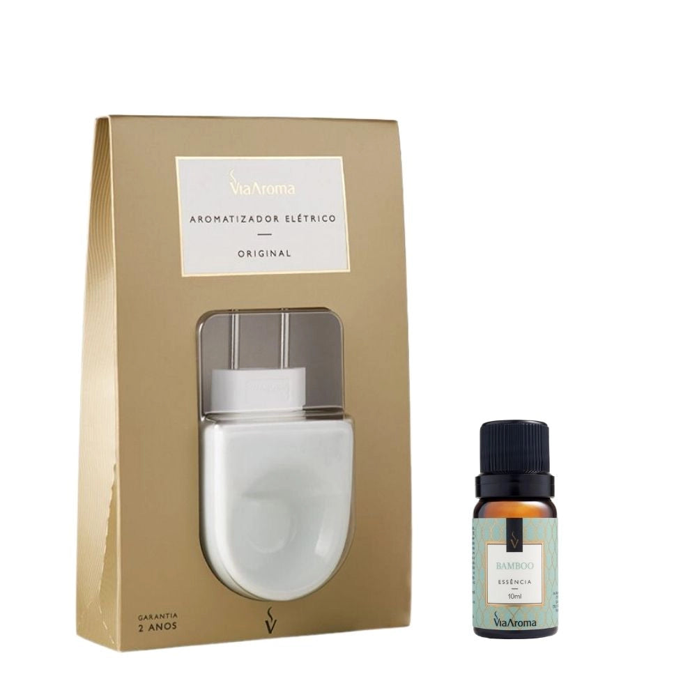 Kit Aromatizador Elétrico Original mais 1 Essência Via Aroma - Bamboo