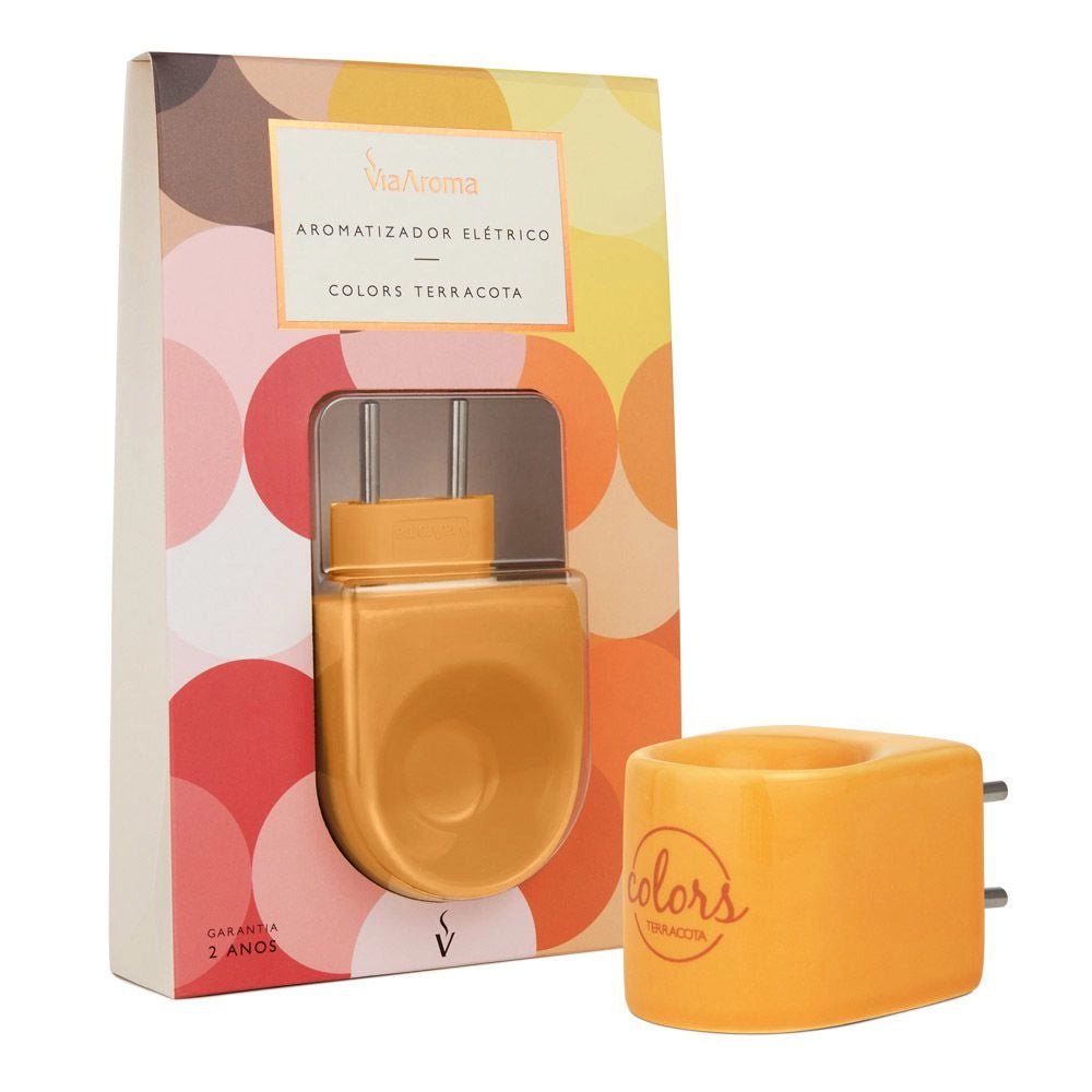 Difusor Aromatizador Elétrico Bivolt Colors Terracota Via Aroma - Laranja