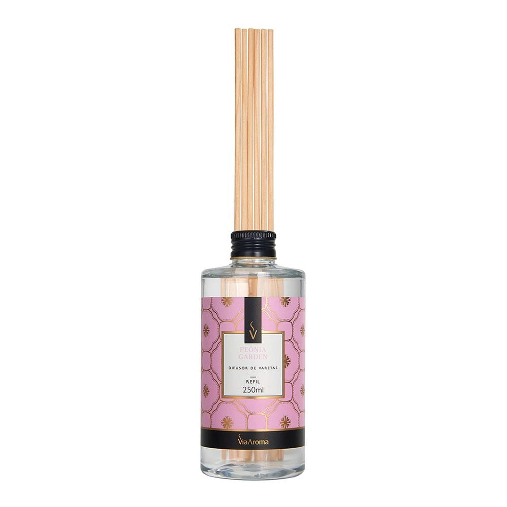 Refil Difusor de Varetas Peônia Garden Via Aroma - 250ml
