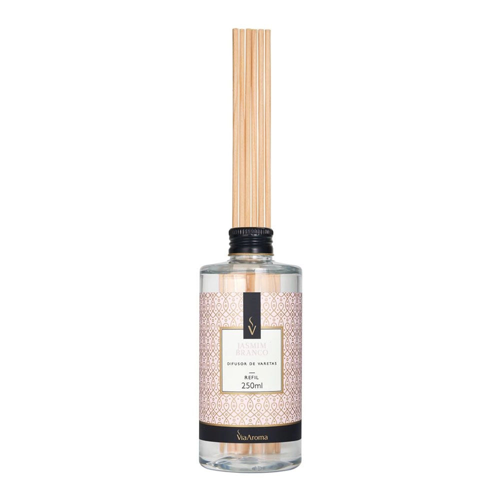 Refil Difusor de Varetas Jasmim Branco Via Aroma - 250ml