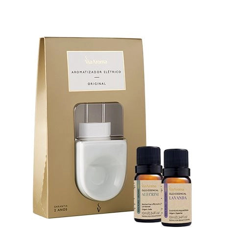 Kit Aromatizador Elétrico Original mais 2 Óleos Essenciais Via Aroma - Alecrim e Lavanda