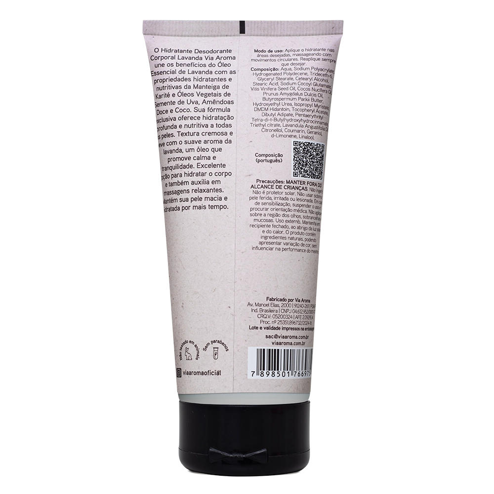 Hidratante Corporal Lavanda Aromatherapy Via Aroma - 200g