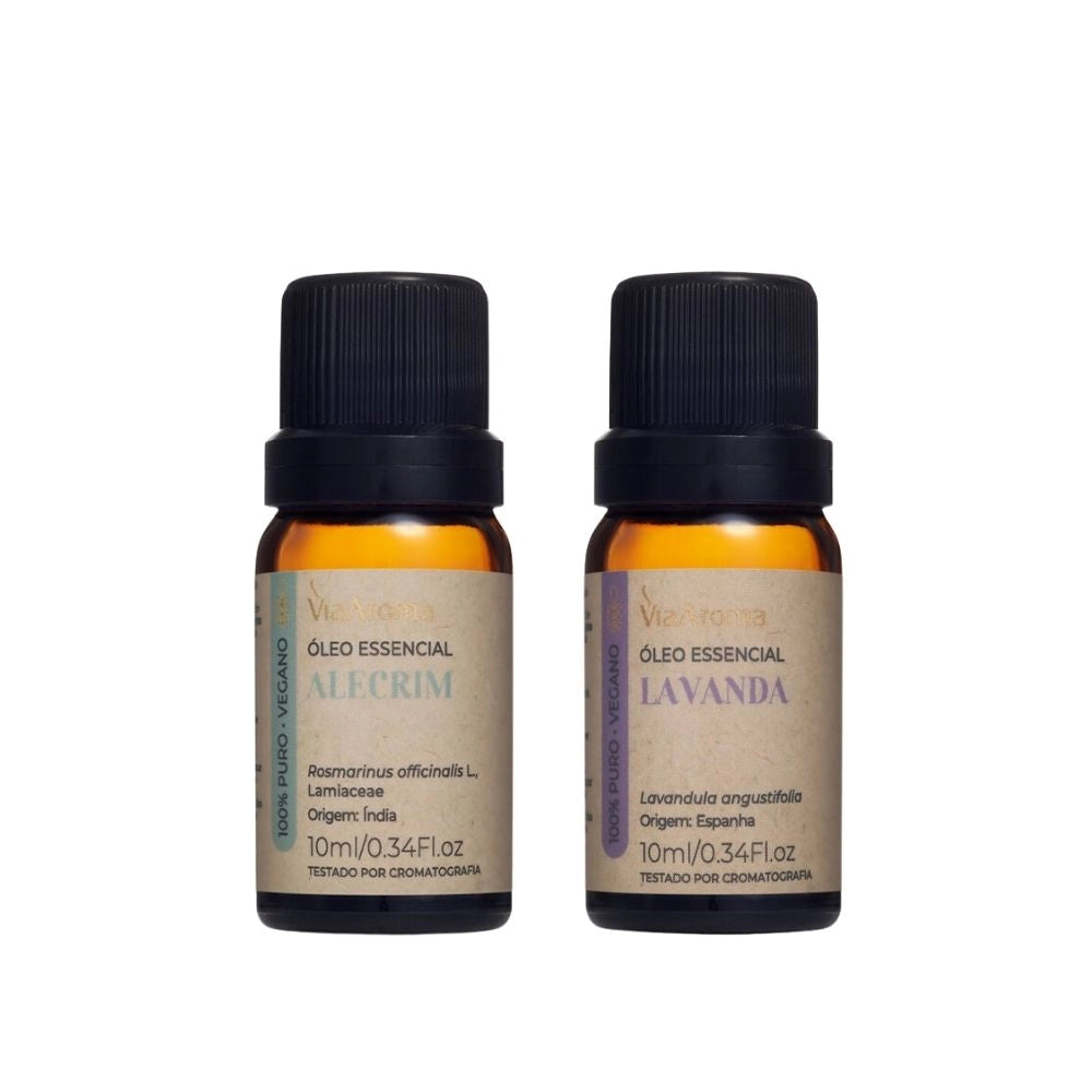 Kit 2 Óleos Essenciais Via Aroma - Alecrim e Lavanda
