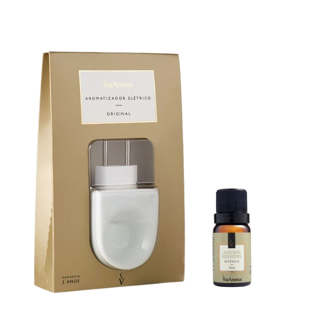 Kit Aromatizador Elétrico Original mais 1 Essência Via Aroma - Alecrim Silvestre