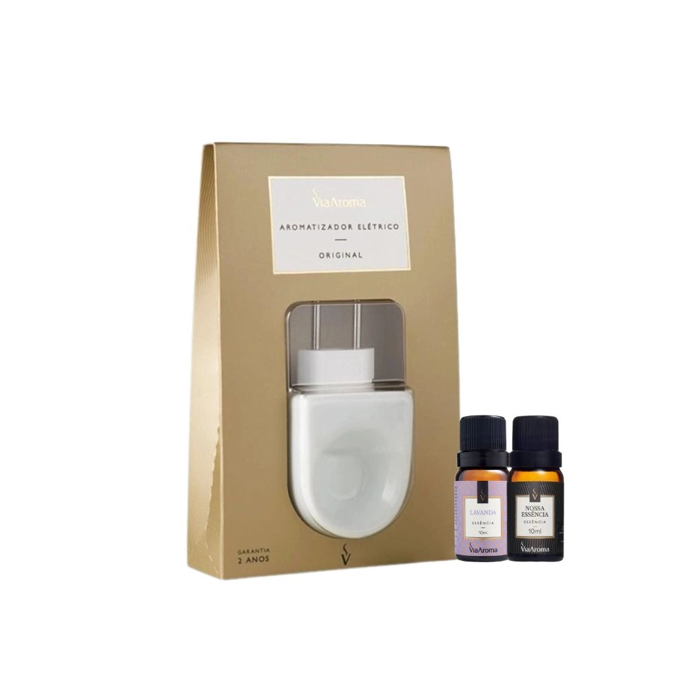 Kit Aromatizador Elétrico Original mais 2 Essenciais Via Aroma - Lavanda e Nossa Essência