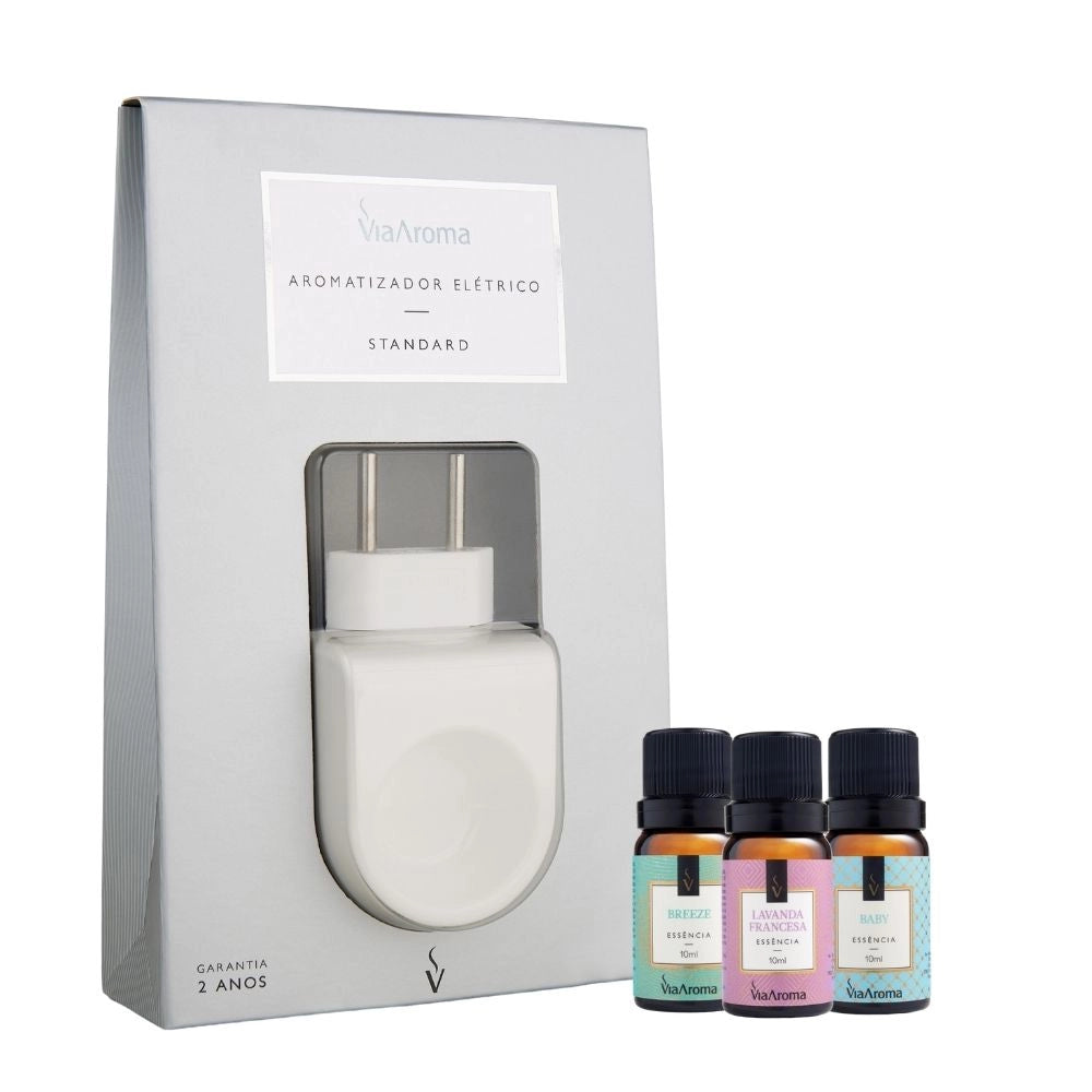 Kit Aromatizador Standard mais 3 Essências Via Aroma - Breeze, Lavanda Francesa e Baby