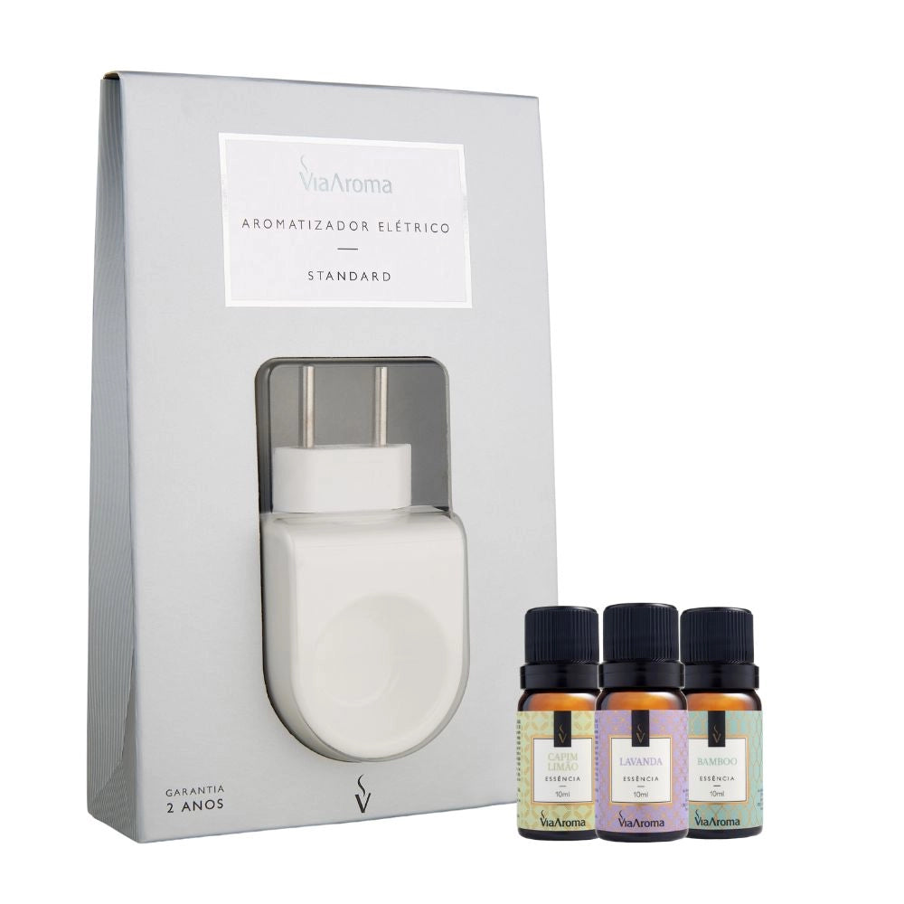 Kit Aromatizador Standard mais 3 Essências Via Aroma - Bamboo, Lavanda e Capim Limão